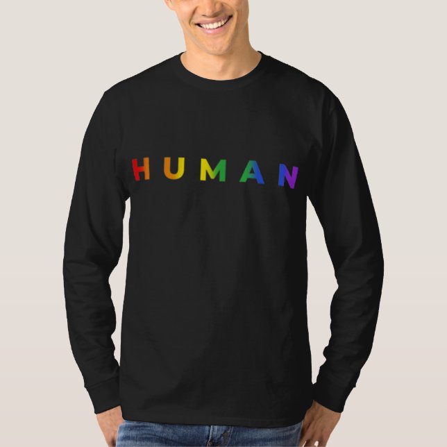 Camiseta O Arco-Íris Humano Sutil Orgulho Mês LGBT Direitos (Frente)