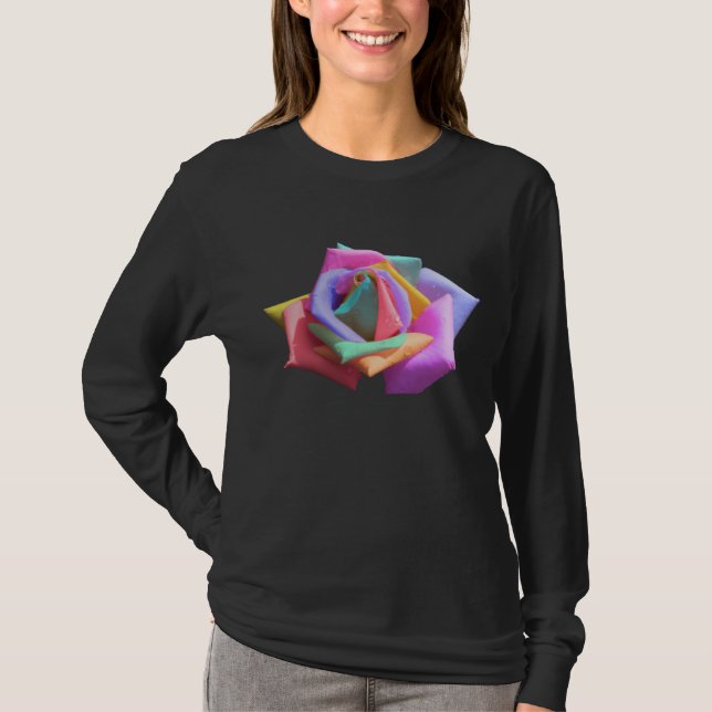 Camiseta O arco-íris psicadélico aumentou (Frente)