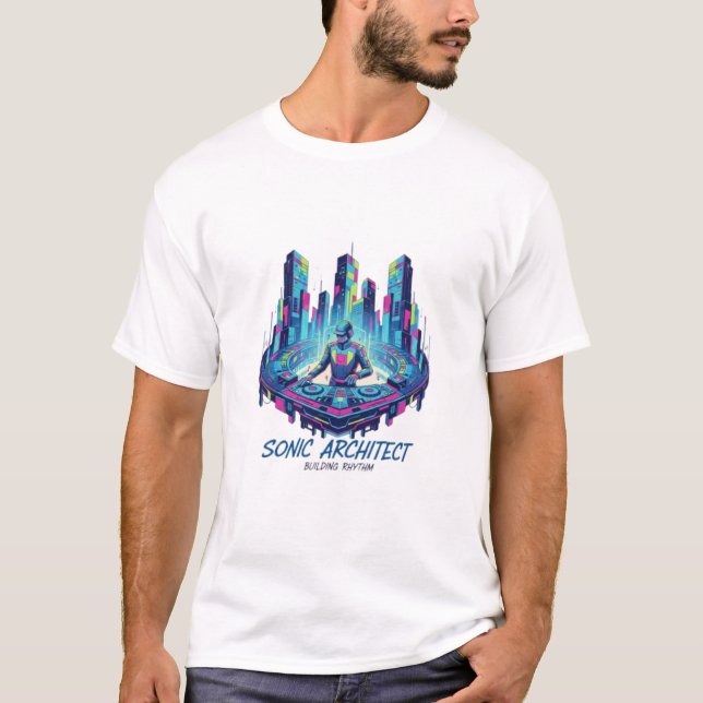 Camiseta O Arquiteto Sônico: Construindo Ritmo (Frente)