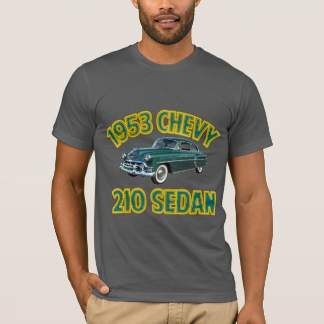 Camiseta O asfalto dos homens Chevy 1953 210 (Frente)