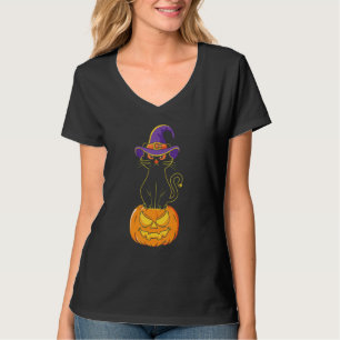 Camiseta O Assustador do Halloween Negro Fumaça Bruxa Chapé