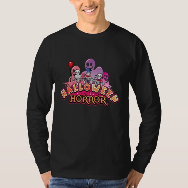 Camiseta O Assustador do Halloween Provoca Horror Longo Sem (Frente)