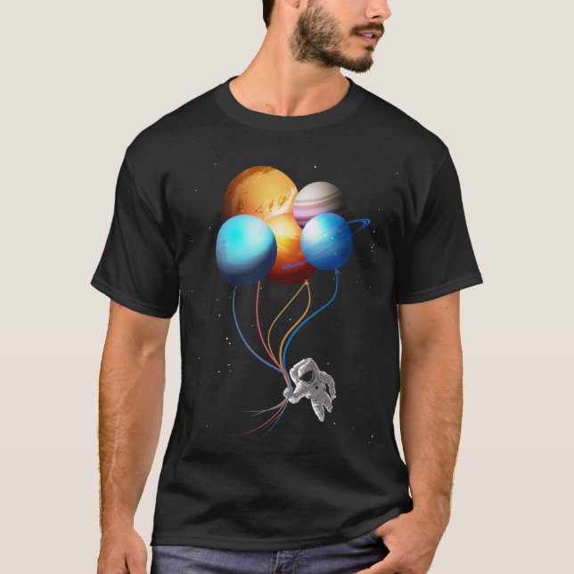 Camiseta O astronauta que guardara o planeta Balloons a (Frente)