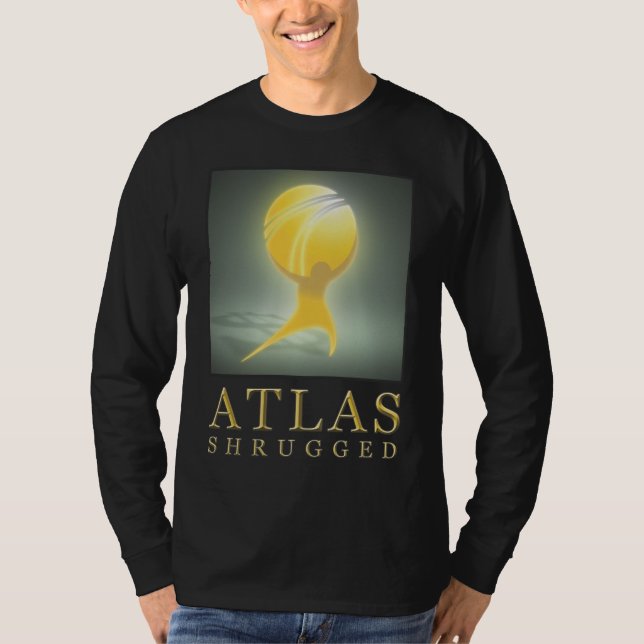 Camiseta O atlas oficial Shrugged o preto longo T (Frente)