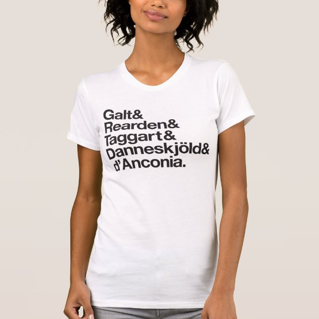 Camiseta O atlas Shrugged sobrenomes (Frente)