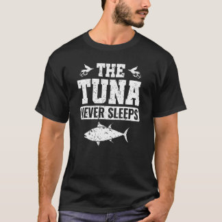 Camiseta O Atum Nunca Dorme Atum Rabo Azul Atum Yellowfin