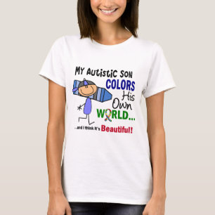 Camiseta O autismo COLORE SEU PRÓPRIO filho do MUNDO