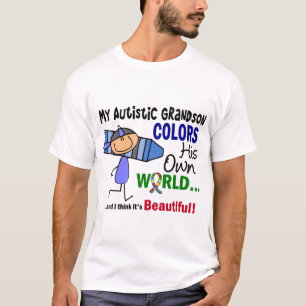 Camiseta O autismo COLORE SEU PRÓPRIO neto do MUNDO