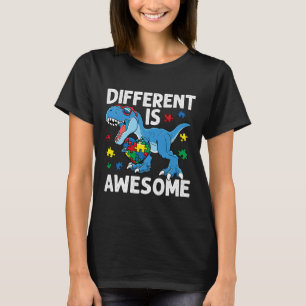 Camiseta O Autismo da Criança Diferente é Incrível Dinossau