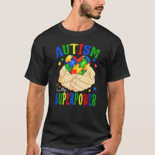 Camiseta O Autismo É Meu Superpoder Autismo Coração Puzzle