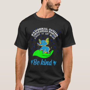 Camiseta O Autismo Elefante Azul Cuja Consciência Acende Bl