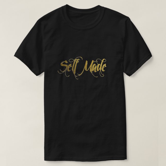 Camiseta O auto fez o t-shirt da folha Dourado (Frente do Design)