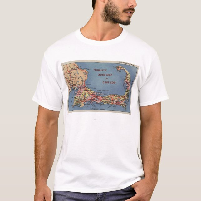 Camiseta O auto mapa dos turistas de Cape Cod (Frente)