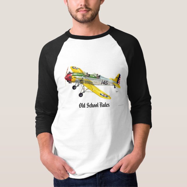Camiseta O avião do estilo antigo com a "VELHA ESCOLA (Frente)