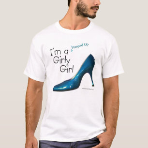 Camiseta O azul bombeou acima a menina feminino