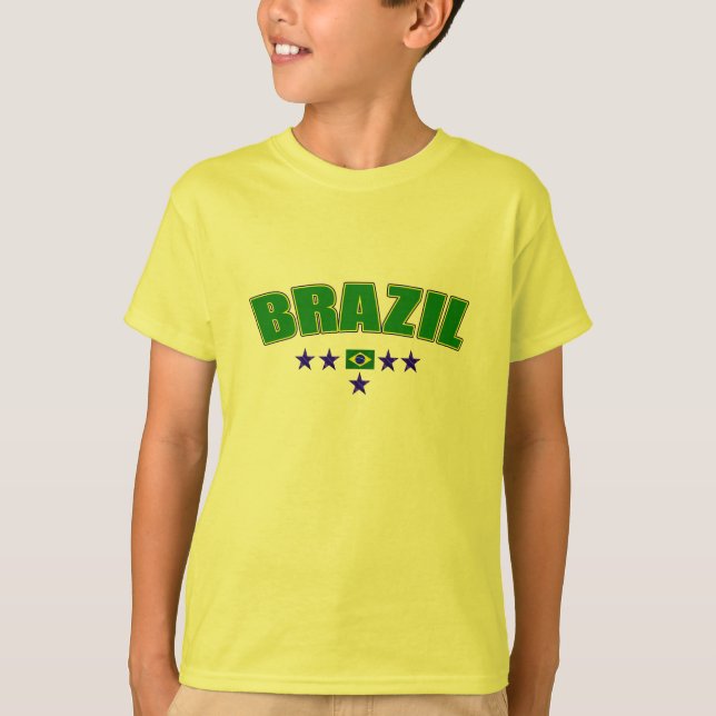 Camiseta O azul de cinco estrelas de Brasil exprimiu a (Frente)