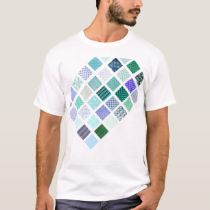 Camiseta O azul esquadra o teste padrão de mosaico