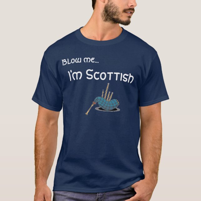 Camiseta o bagpipe, funde-me…, mim é escocês (Frente)