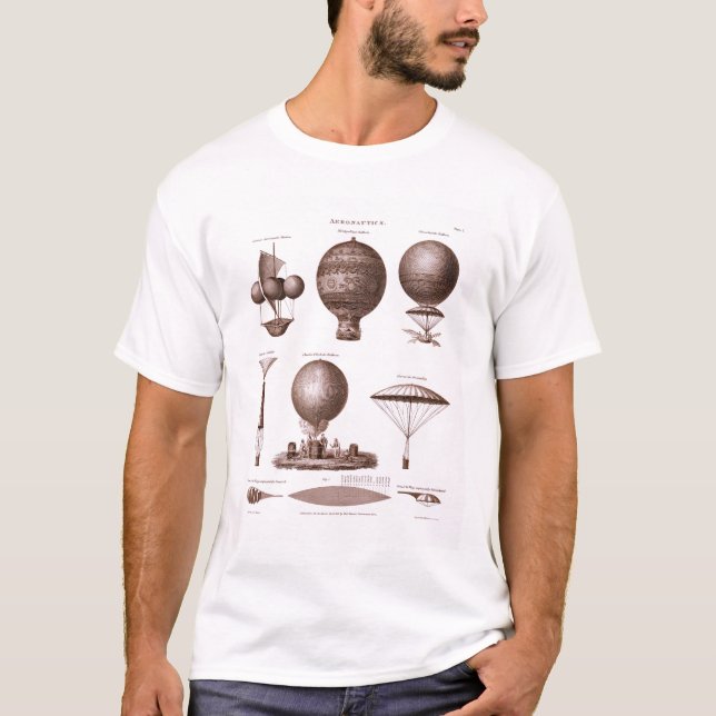 Camiseta O balão de ar quente histórico projeta a imagem do (Frente)