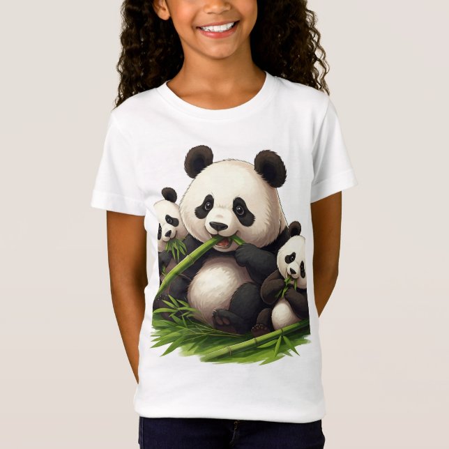 Camiseta O Banquete de Bambu mais fofo: Estrelando Pandas! (Frente)