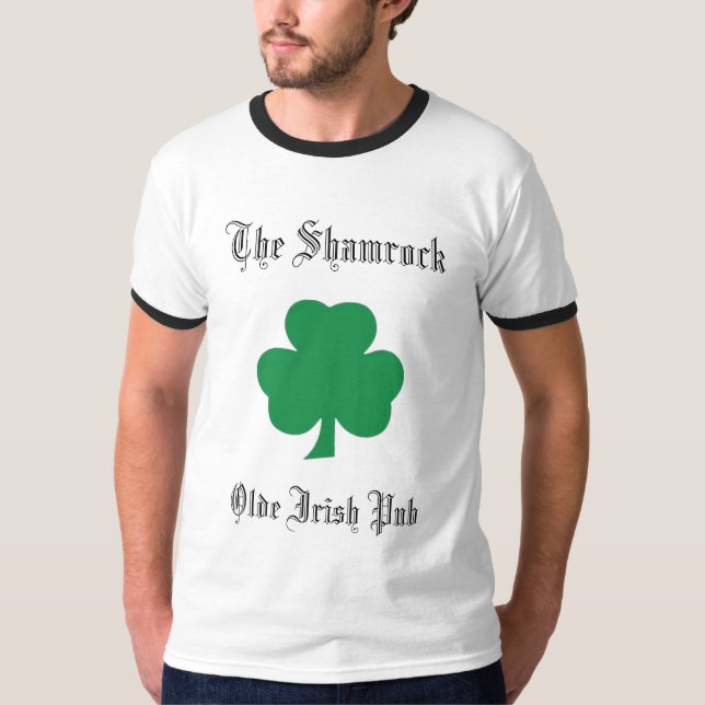 Camiseta O bar do irlandês de Olde do trevo (Frente)