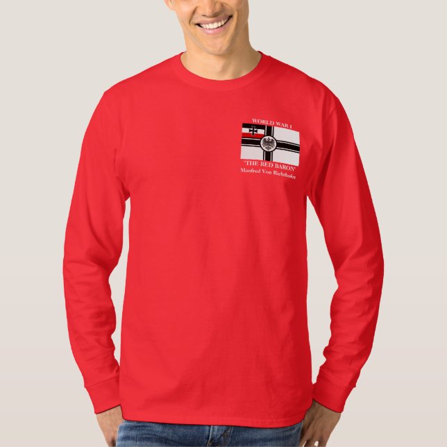 Camiseta O Baron vermelho Manfred Von Richthofen L.S.T (Frente)