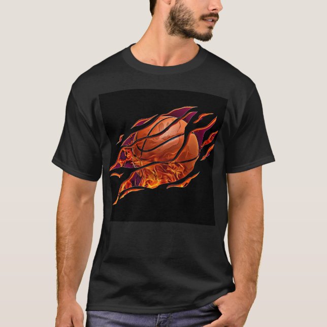 Camiseta O Basquete Com Chamas (Frente)