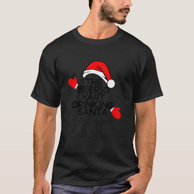 Camiseta O Bebendo Beerio Kart Papai noel Engraçado Abelha  (Frente)