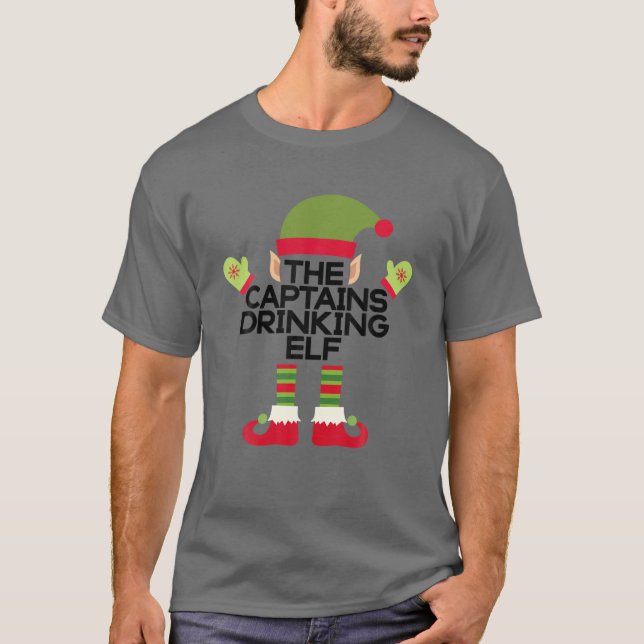 Camiseta O Bebendo Captain Elf Engraçado Rum De Natal (Frente)