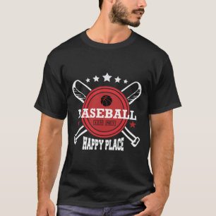 Camiseta O Beisebol É Meu Lugar Feliz
