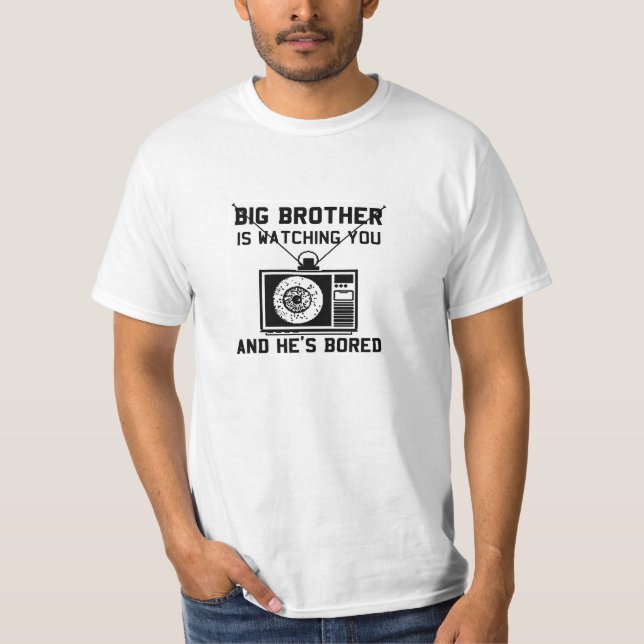 Camiseta O big brother é T branco liso furado (Frente)