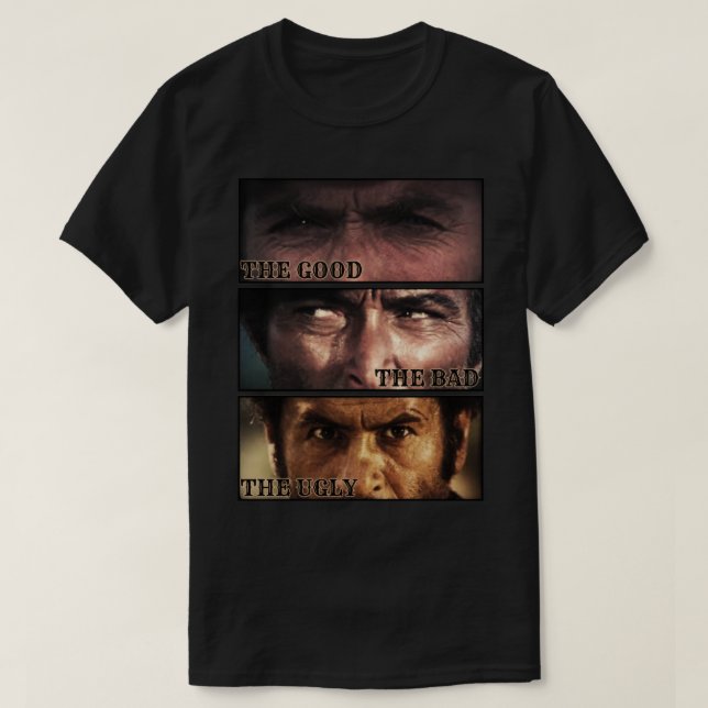 Camiseta O Bom O Mau O Feio Western Clássico (Frente do Design)