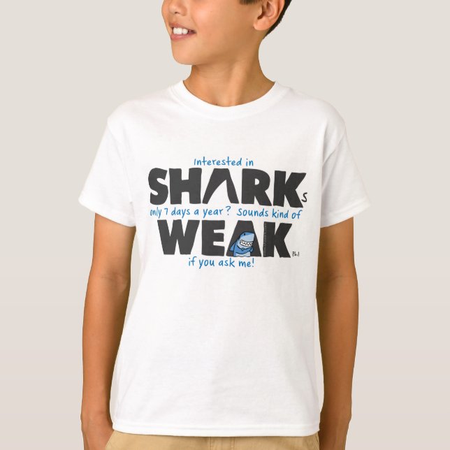 Camiseta O branco fraco do tubarão caçoa o t-shirt (Frente)