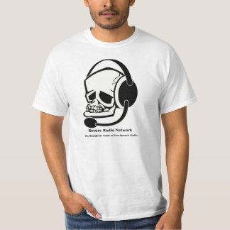 Camiseta O branco Revere o logotipo de rádio do crânio