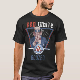 Camiseta O branco vermelho emborrachou-se bebendo engraçad