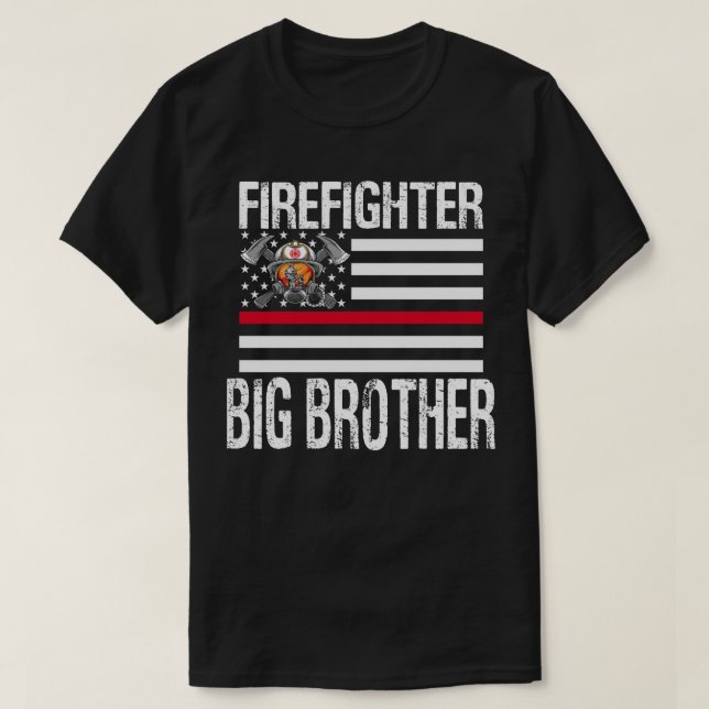 Camiseta O BROTHER Bombeiro Grande Suporta A Linha Vermelha (Frente do Design)