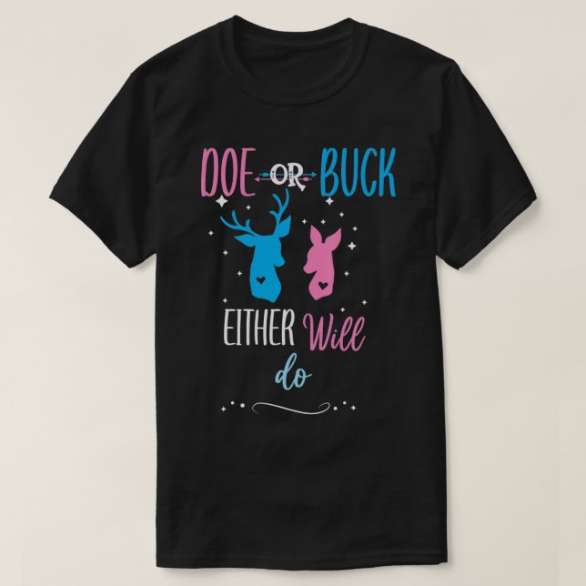 Camiseta O Buck Ou O Doce Fará O Sexo Revelar Partido  (Frente do Design)
