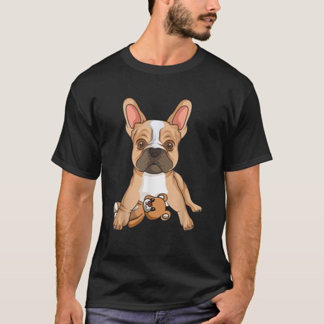 Camiseta O Buldogue Francês Ama Cachorro Bonito Mãe Engraça (Frente)
