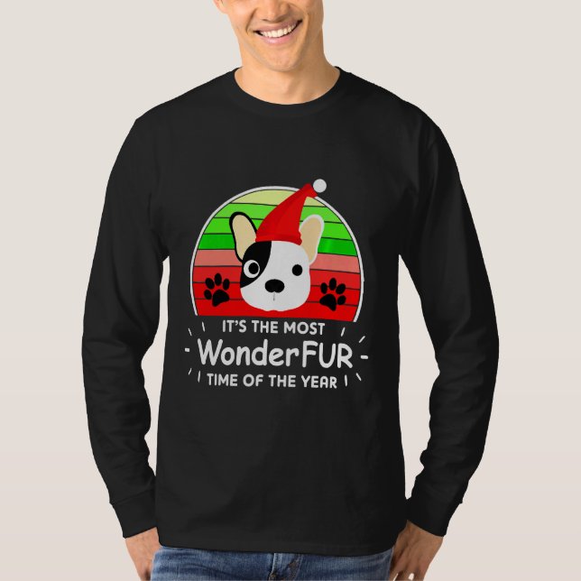 Camiseta O Buldogue Francês Natal Para Cachorro (Frente)