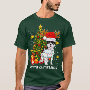 Camiseta O Buldogue Francês Papai noel Árvore De Natal Luz