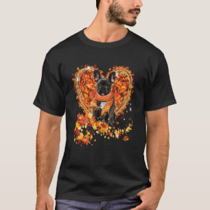 Camiseta O Bulldog Francês Alô O Outono Deixa O Coração Cai