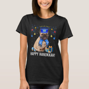 Camiseta O Bulldog Francês Menorah Hat Christmas Happy Han