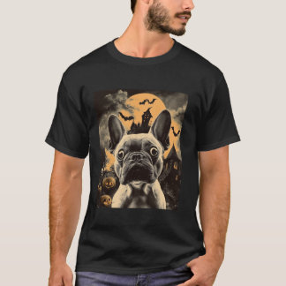Camiseta O Bulldog Francês Selfie Com O Hallowee Das Bruxas