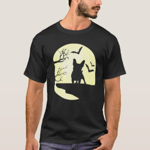 Camiseta O Bulldog Francês Silhout In Full Moon Dog Bats An
