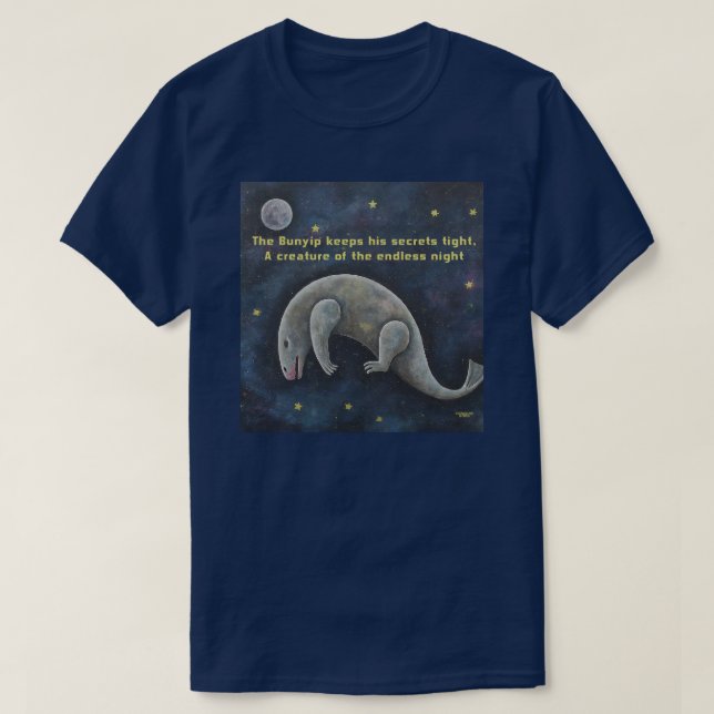 Camiseta O Bunyip mantém seus segredos bem apertados (Frente do Design)