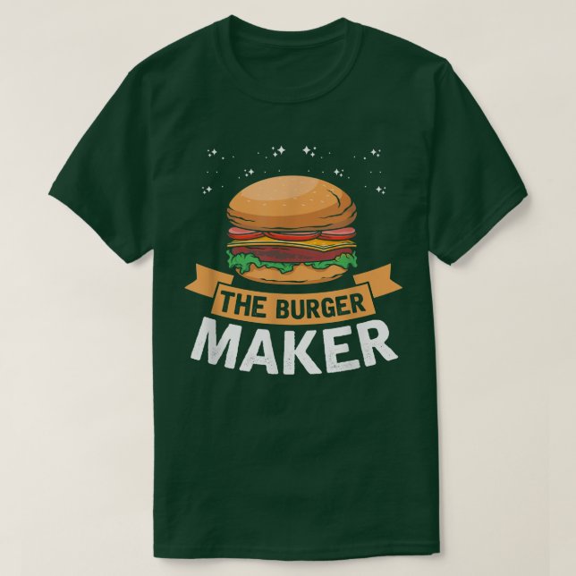 Camiseta O Burger Maker, Barbecue Cheeseburger Fast Comida (Frente do Design)