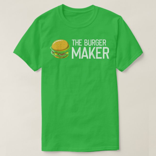Camiseta O Burger Maker, Barbecue Cheeseburger Fast Comida (Frente do Design)