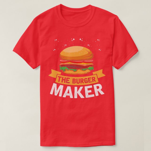 Camiseta O Burger Maker Barbecue Cheeseburger Fast Comida D (Frente do Design)