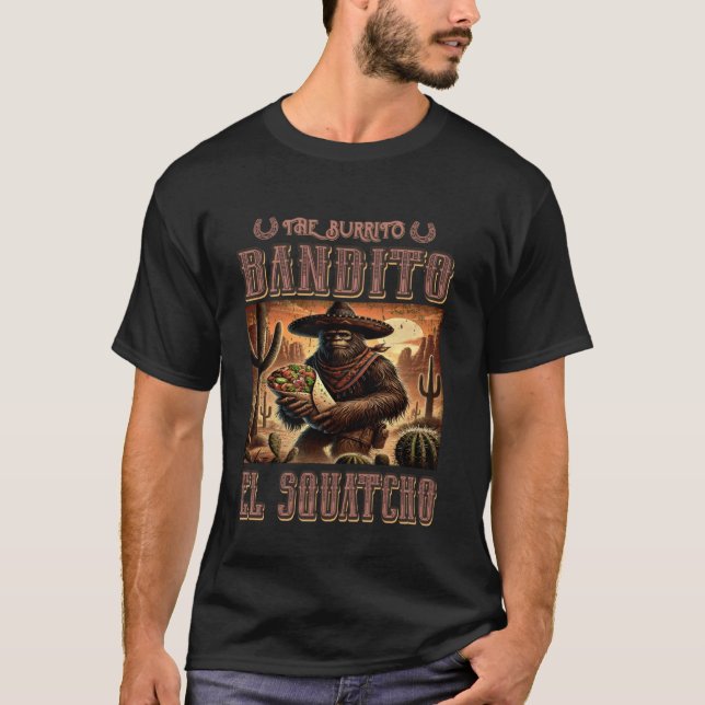 Camiseta O Burrito Bandito, Sasquatch e El Squatcho (Frente)