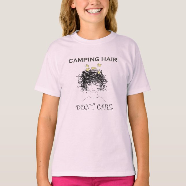 Camiseta O cabelo de acampamento não se importa, t-shirt de (Frente)